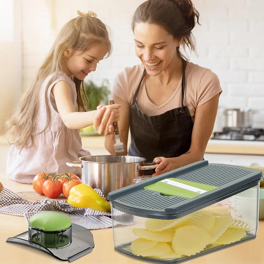 Ourokhome Mandolin Slicer for Kitchen Food, Hand Safe Vegetable Shredder with 6 Mandoline Blades, Veggie Waffle Cutter for Potato, Carrot, Zucchini, Onion, Essential Kitchen Gadgets